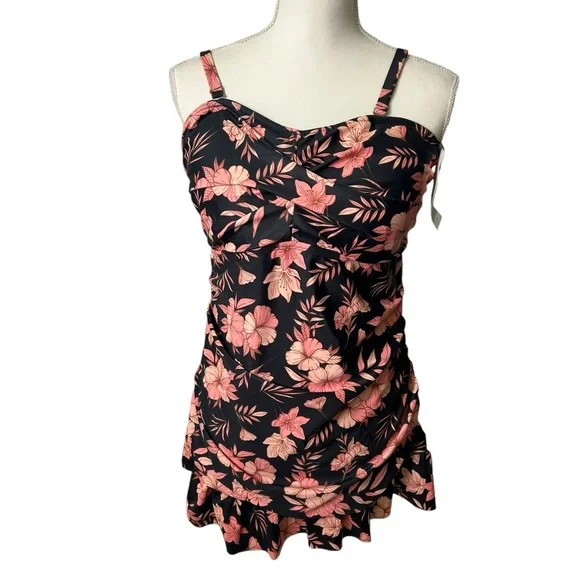 HANNAH NIKOLE womens plus size 16W modest long tankini swim top NWT - Picture 3 of 13